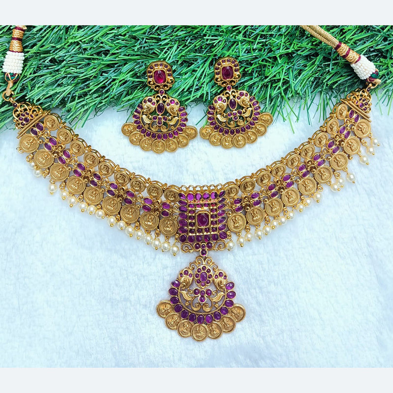 Shubham Creations Copper Gold Pota Necklace Set