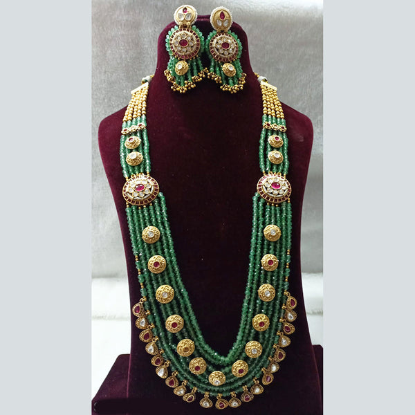 Shubham Creations Copper Gold Plated Long Beads Necklace Set