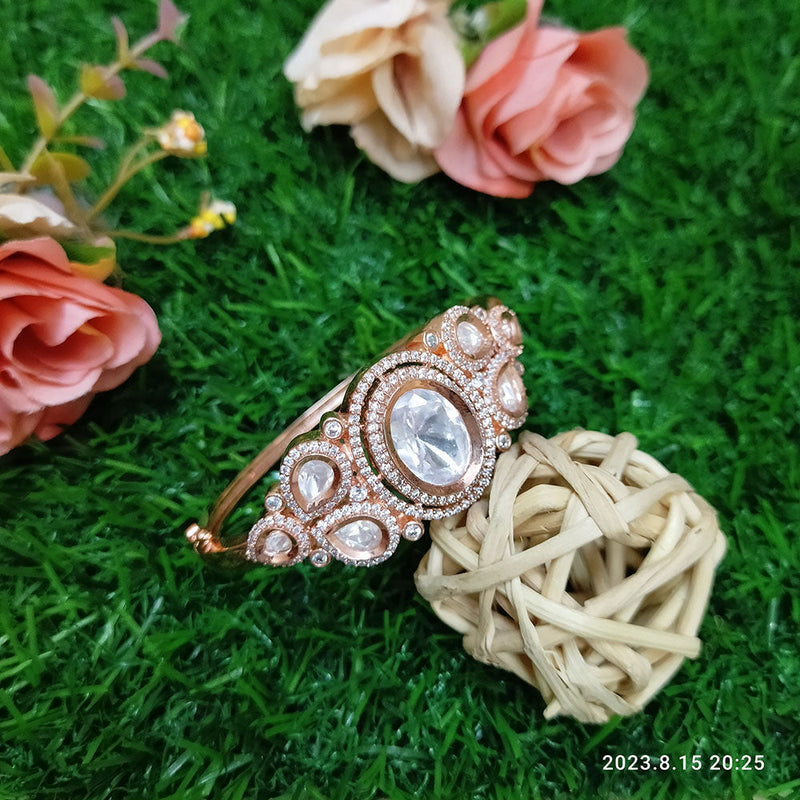 Sunflower Fashion Jewellery Rose Gold Plated AD Stone Openable Kada