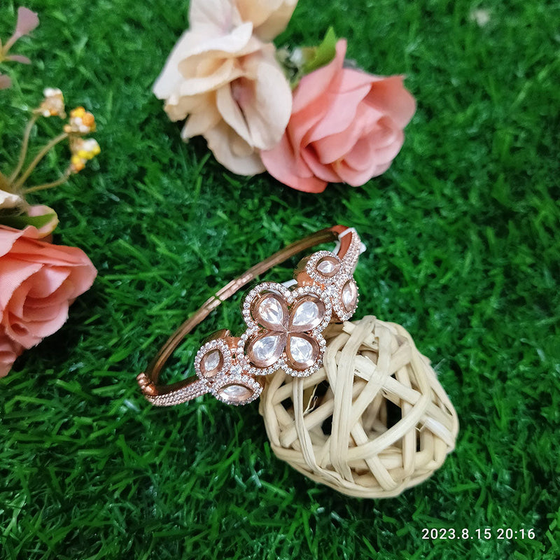 Sunflower Fashion Jewellery Rose Gold Plated AD Stone Openable Kada