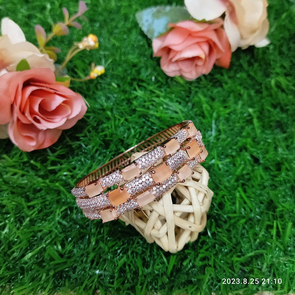 Sunflower Fashion Jewellery Rose Gold Plated AD Stone Openable Kada