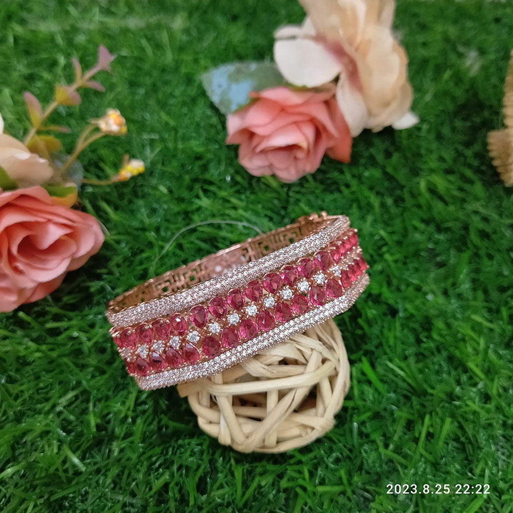 Sunflower Fashion Jewellery Rose Gold Plated AD Stone Openable Kada