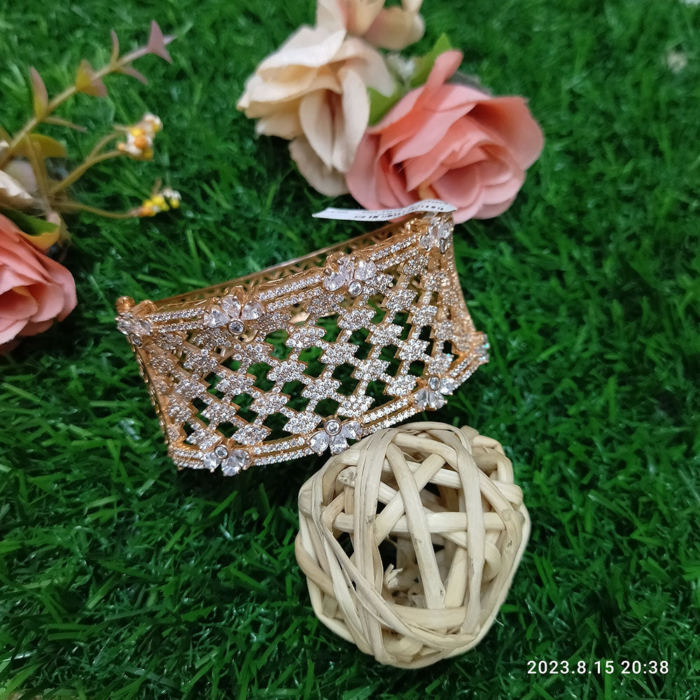Sunflower Fashion Jewellery Rose Gold Plated AD Stone Openable Kada