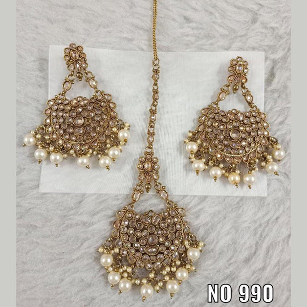 Star India Gold Plated Dangler Earrings With Maangtikka