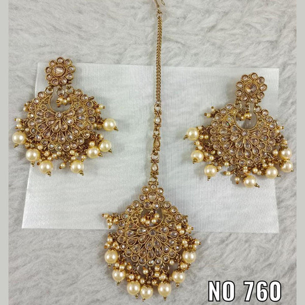 Star India Gold Plated Dangler Earrings With Maangtikka
