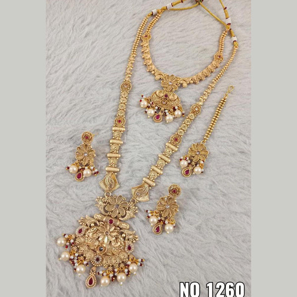 Star India Gold Plated Pota Stone Double Necklace Set