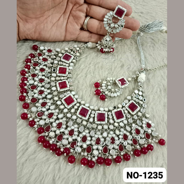Star India Silver Plated Mirror and Beads Necklace Set