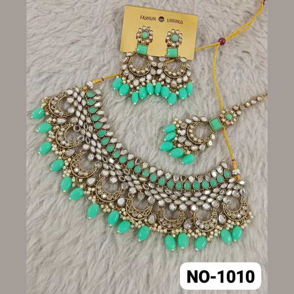 Star India Gold Plated Mirror and Beads Necklace Set