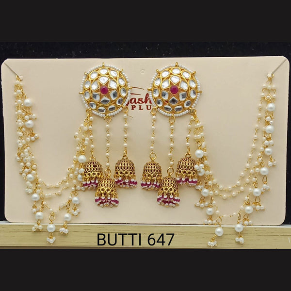 SP Jewellery  Gold Plated Pearl Kanchain Jhumki Earrings