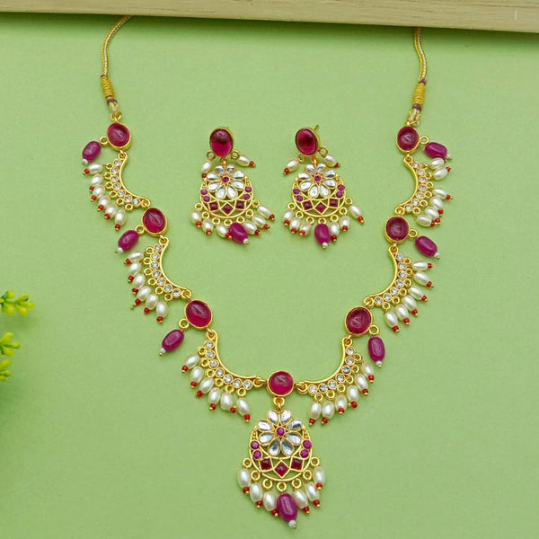 SP Jewellery Gold Plated Kundan Necklace Set