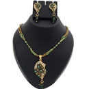 Kriaa Austrian Stone Floral Gold Plated Pendant Set - 1200114