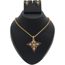 Kriaa Brown Austrian Stone Gold Plated Pendant Set - 1200301