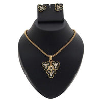 Kriaa Green Austrian Stone Gold Plated Pendant Set - 1200305