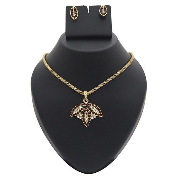 Kriaa Austrian Stone Gold Plated Pendant Set - 1200312