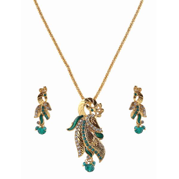 Soha Fashion Austrian Stone Peacock Gold Plated Pendant Set