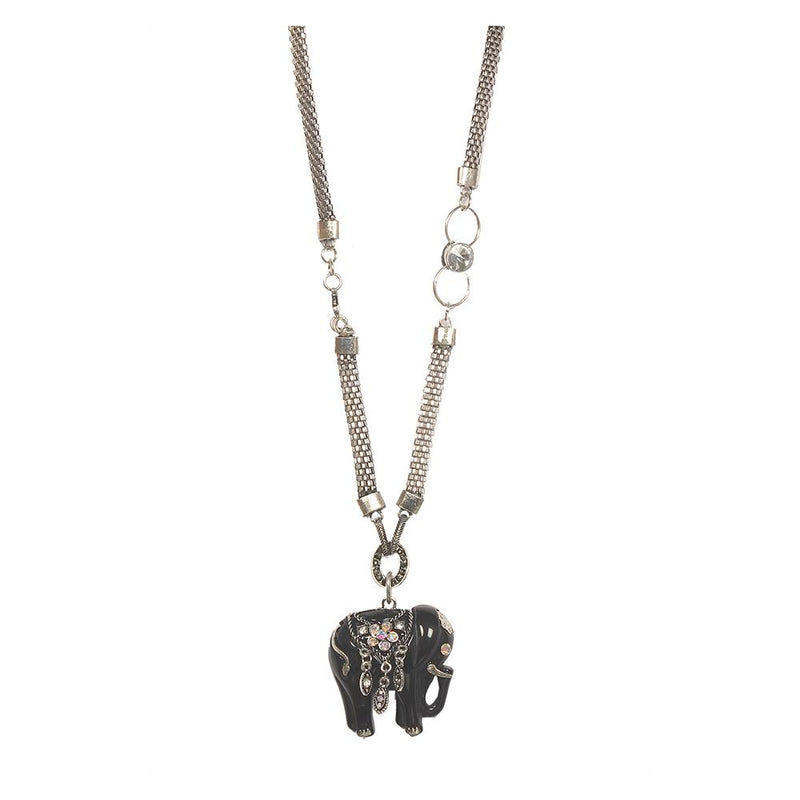 Urthn Austrian Stone Elephant Shape Rhodium Plated Pendant - 1200801