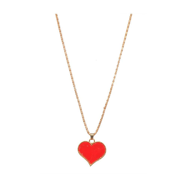 Urthn Gold Plated Red Heart Shape Chain Pendant - 1200826