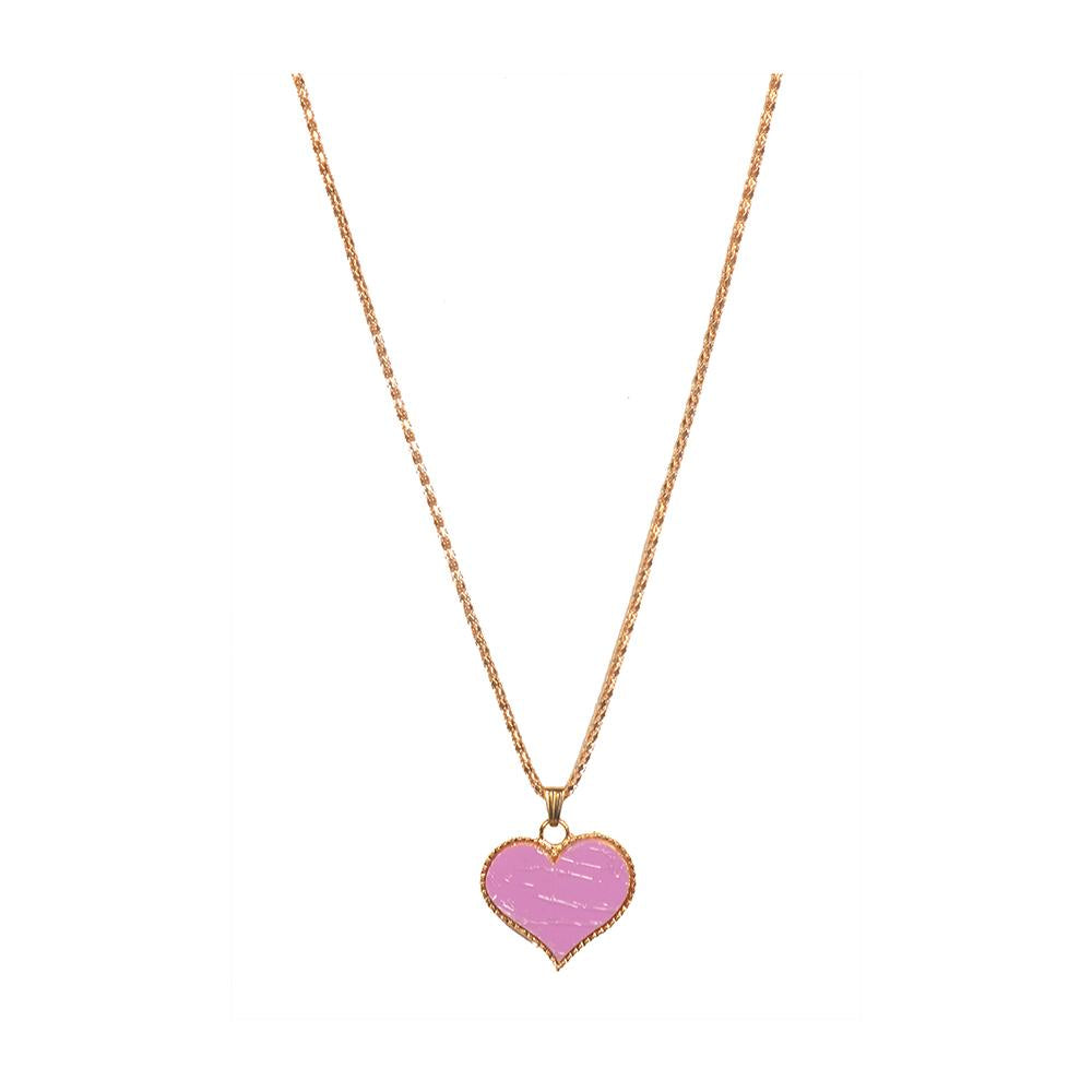 Urthn Gold Plated Red Heart Shape Chain Pendant - 1200826