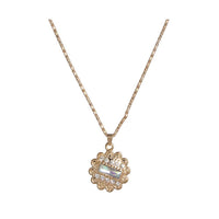 Urthn Austrian Stone Floral Gold Plated Chain Pendant - 1200841