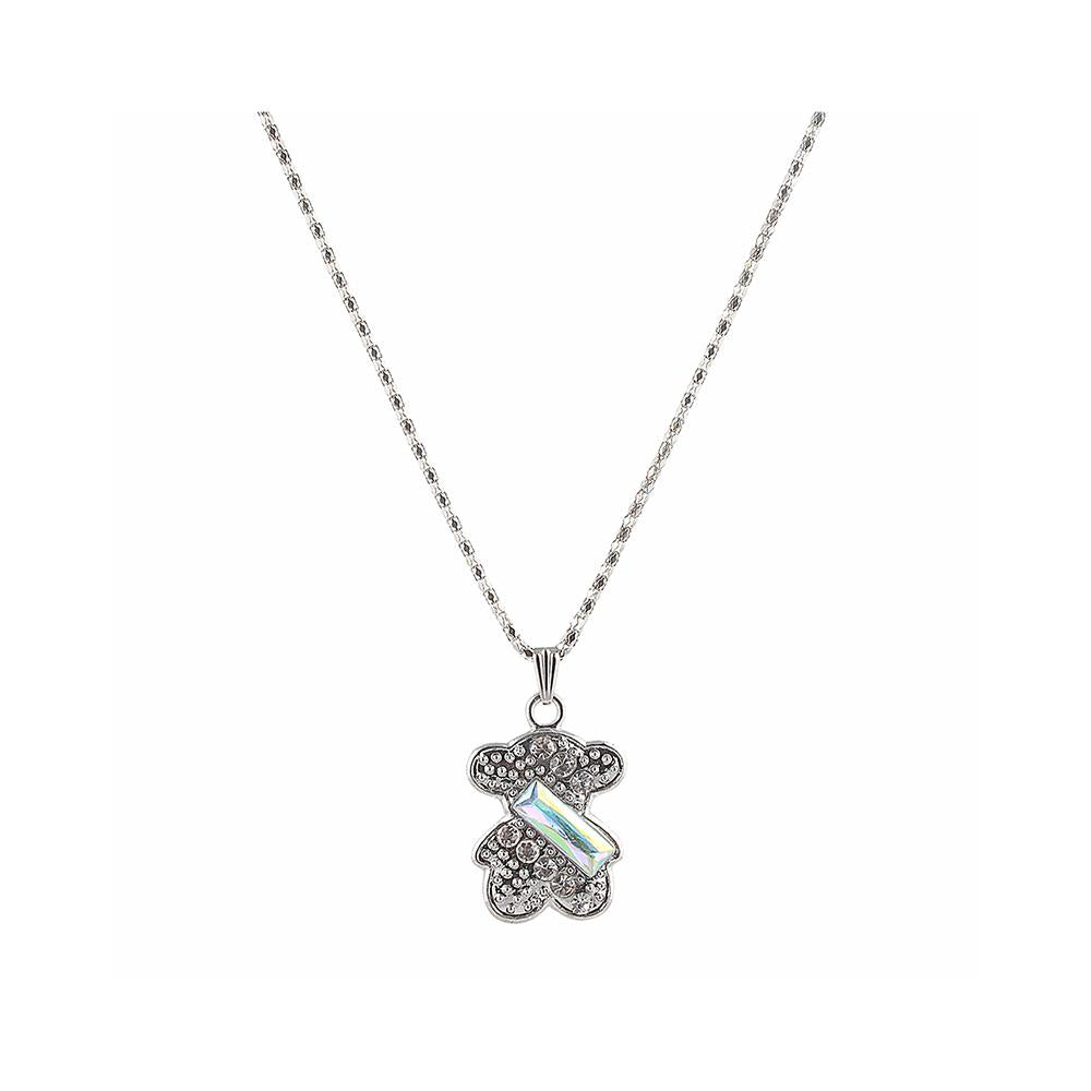 Urthn Austrian Stone Rhodium Plated Chain Pendant - 1200855