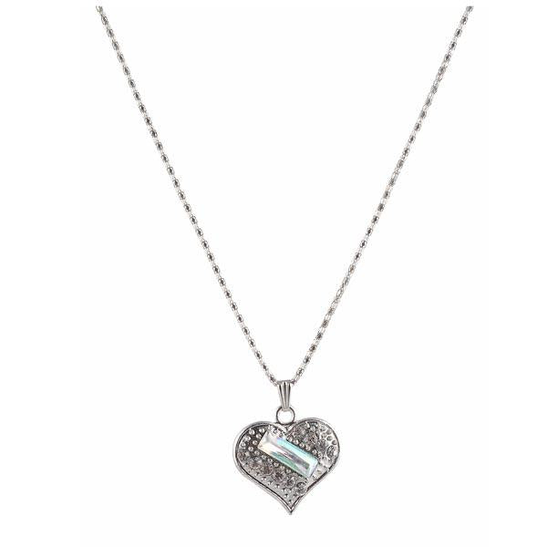 Urthn Austrian Stone Heart Shape Rhodium Plated Chain Pendant - 1200857