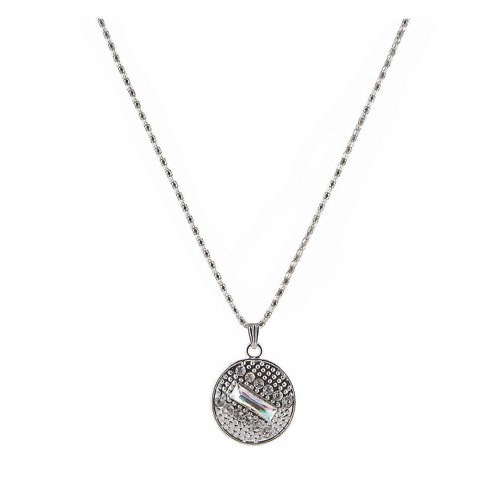 Urthn Austrian Stone Rhodium Plated Chain Pendant - 1200858