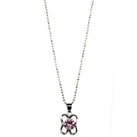 Kriaa Pink Austrian Stone Silver Plated Chain Pendant - 1200917