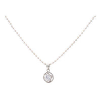 Kriaa White Austrian Stone Rhodium Plated Chain Pendant Set - 1200939