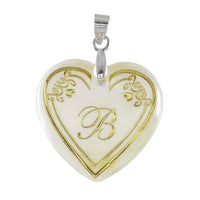 Regina Alphabet B" Heart Shaped Shell Pendant