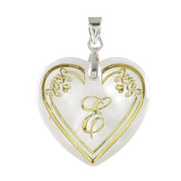 Regina E Alphabet Silver Plated Heart Shape Pendant