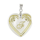 Regina Alphabet F" Heart Shaped Shell Pendant