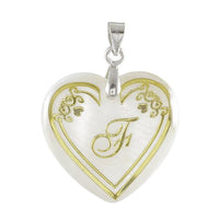 Regina Alphabet F" Heart Shaped Shell Pendant