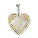 "Regina Alphabet I" Heart Shaped Shell Pendant