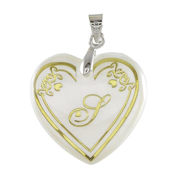 Regina Alphabet S" Heart Shaped Shell Pendant