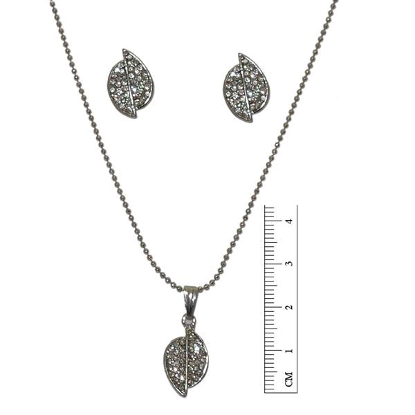 Tip Top Fashions Austrian Stone Rhodium Plated Pendant Set - 1201106