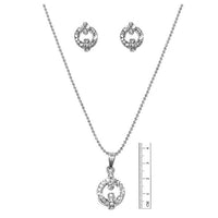 Regina Austrian Stone Pearl Silver Plated Pendant Set - 1201111