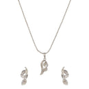 Kriaa Austrian Stone Silver Plated Pendant Set - 1201114