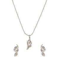 Kriaa Austrian Stone Silver Plated Pendant Set - 1201114
