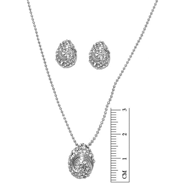 Tip Top Fashions Austrian Stone Rhodium Plated Pendant Set - 1201117