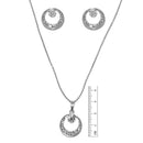 Tip Top Fashions Austrian Stone Rhodium Round Plated Pendant Set - 1201123