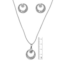 Tip Top Fashions Austrian Stone Rhodium Round Plated Pendant Set - 1201123