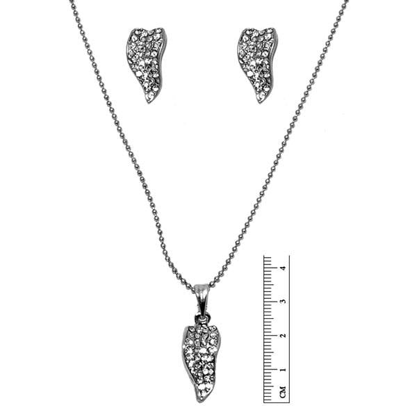 Tip Top Fashions Austrian Stone Rhodium Plated Pendant Set - 1201124
