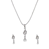 Regina Austrian Stone Pearl Drop Chain Pendant Set - 1201125