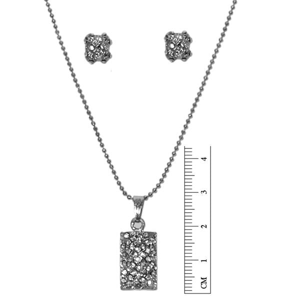 Tip Top Fashions Austrian Stone Rhodium Plated Pendant Set - 1201127