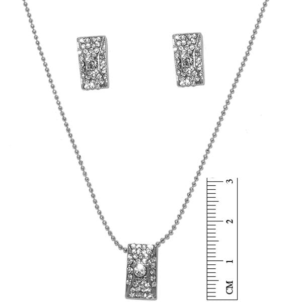 Tip Top Fashions Austrian Stone Rhodium Plated Pendant Set - 1201133