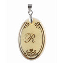 Regina R Alphabet Oval Shaped Shell Pendant