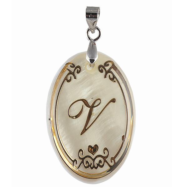 Regina Alphabet V" Shell Pendant