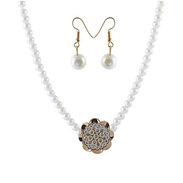 Urthn Flower Shape Pearl Fusion Necklace Set - 1201612