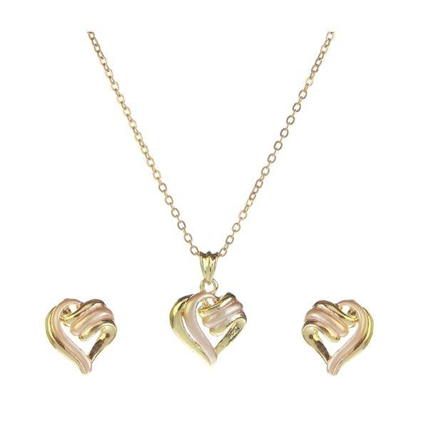 Urthn Heart Shape Gold Plated Pendant Set - 1201705