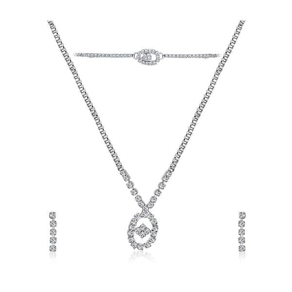 Kriaa Silver Plated Necklace Set With Bracelet - 1201905
